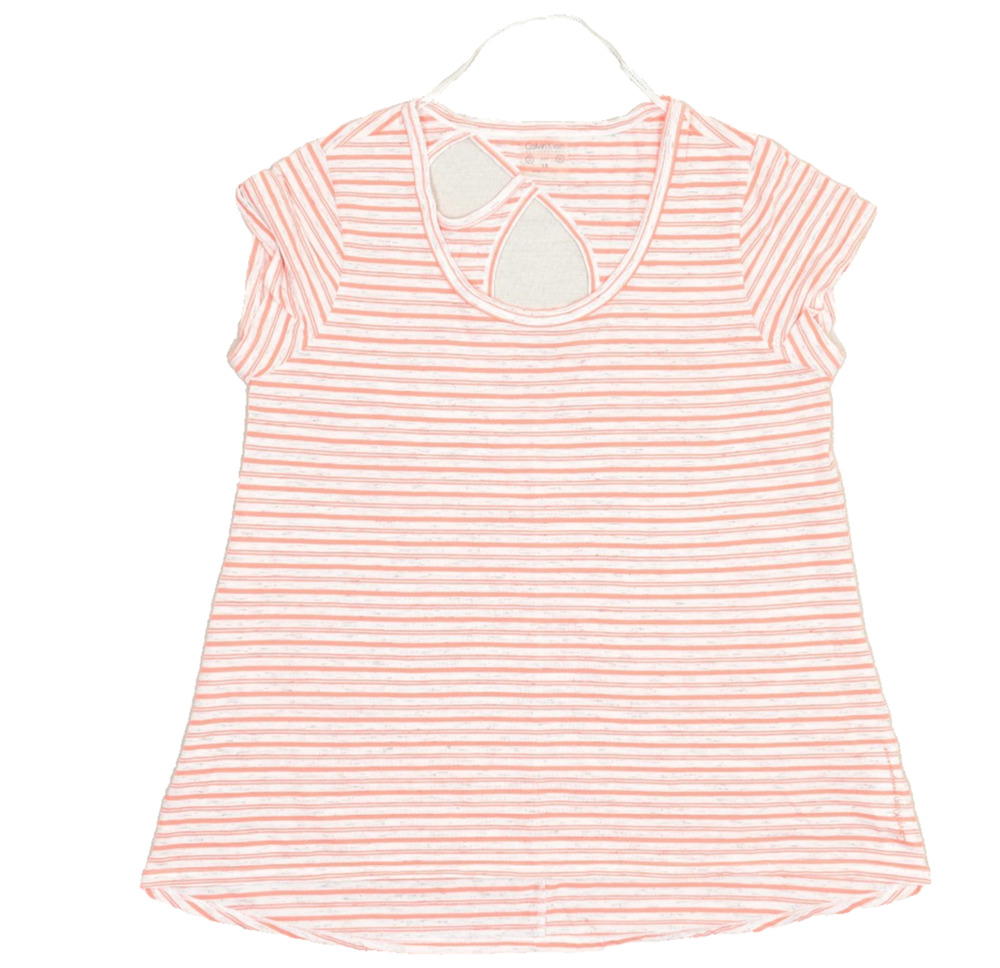 Calvin Klein Performance Women's Plus Size 1X Pink Striped T-Shirt